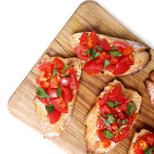 Delicious bruschetta on the board